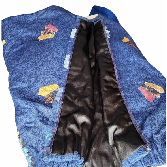 Artisan Jacket Coat 'Women's Blue Yellow Patchwork Zip Lined Handcrafted Plus 4X - Picture 10 of 12